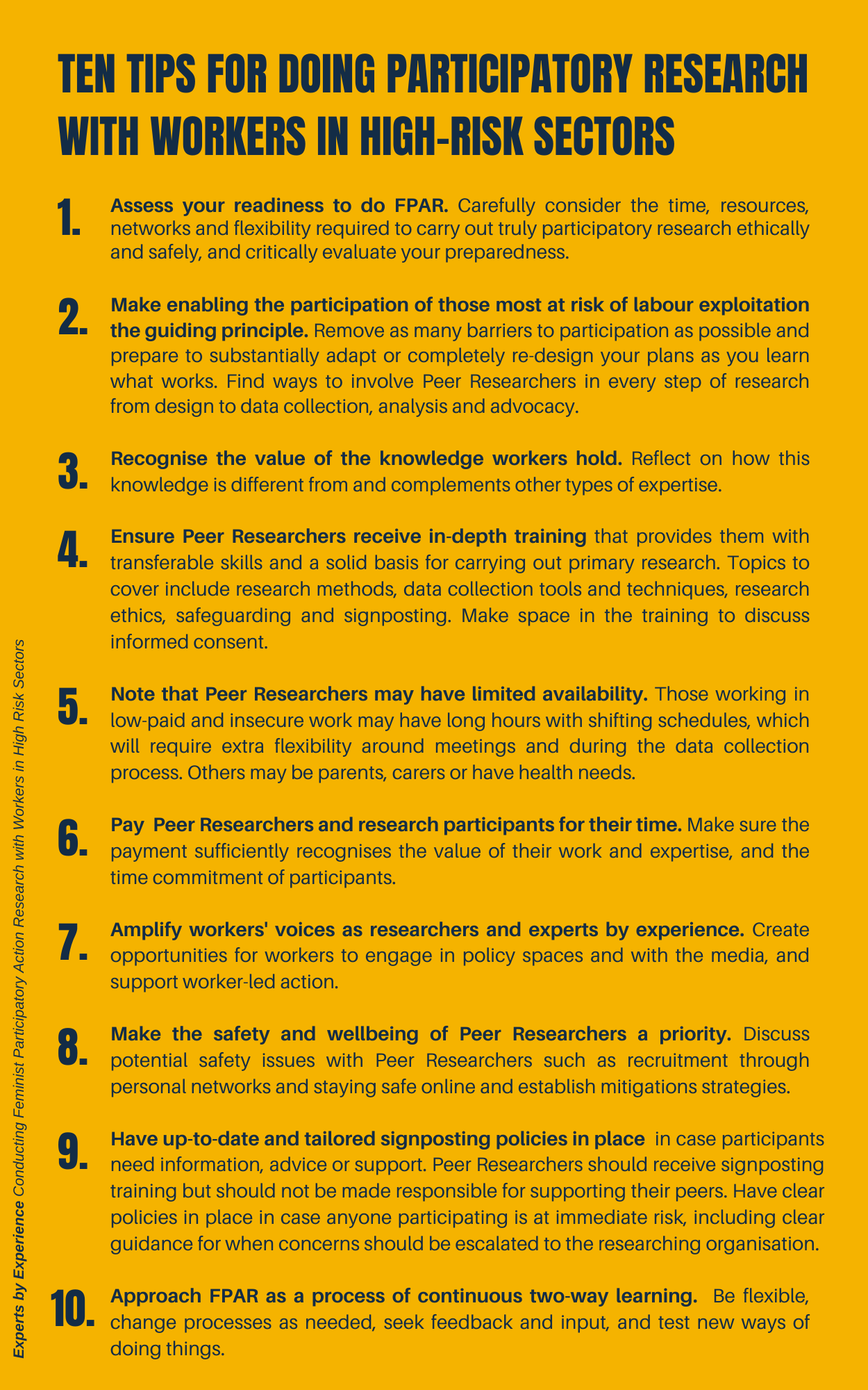 Ten tips for doing participatory research with workers in high risk ...