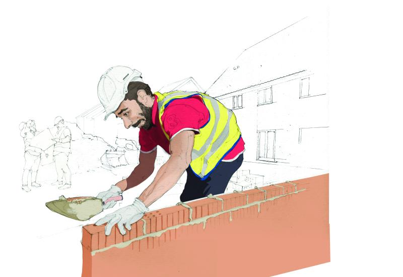 A refugee working on a construction site