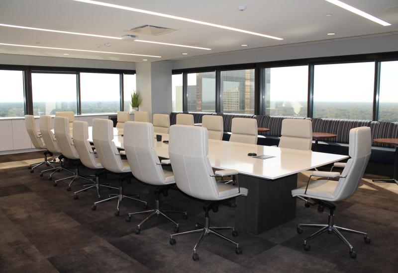 Conference room with table and chairs