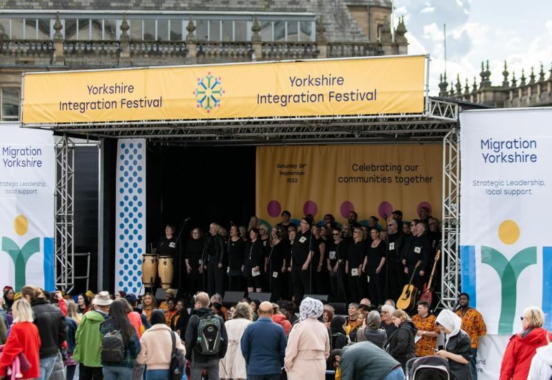 Harmony Choir, Sheffield One World Choir and Commoners Choir singing together