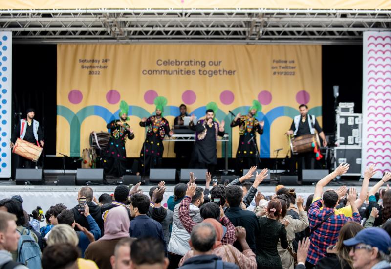 Punjabi Roots Academy on the main stage at the Yorkshire Integration Festival 2022