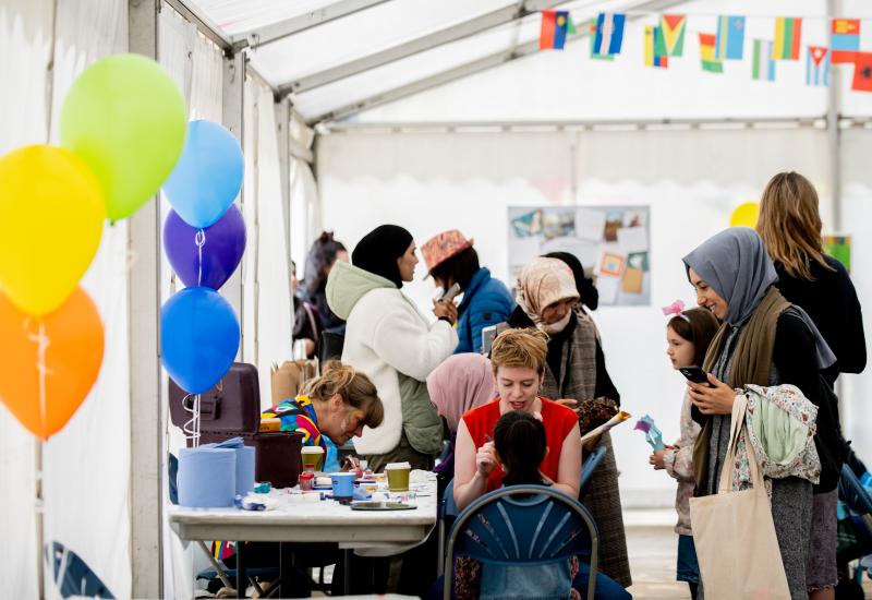 Face painting in the kids tent at the Yorkshire Integration Festival 2022