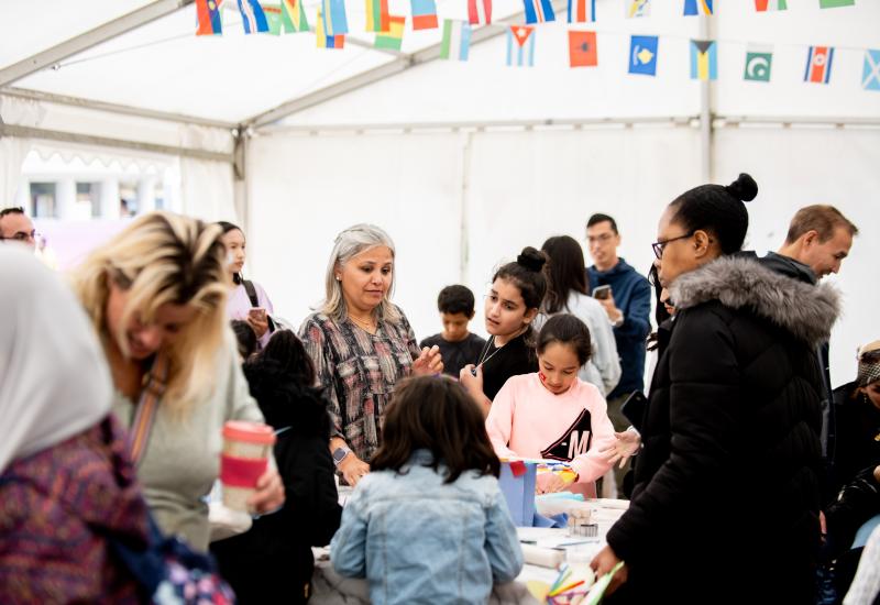 Activity in the kids tent at the Yorkshire Integration Festival 2022