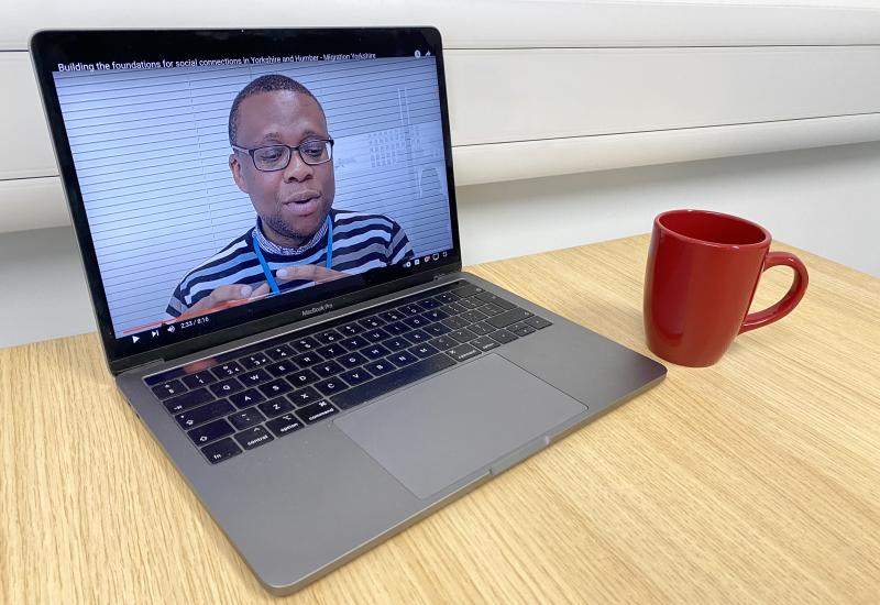 Laptop playing a video