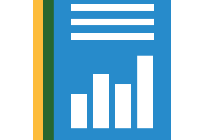 Written report with data icon