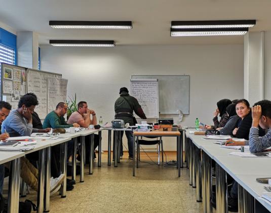 A group of people attending an training course