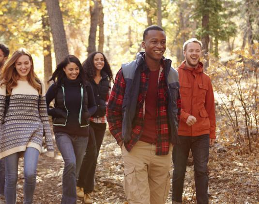 A group of young people on a walk