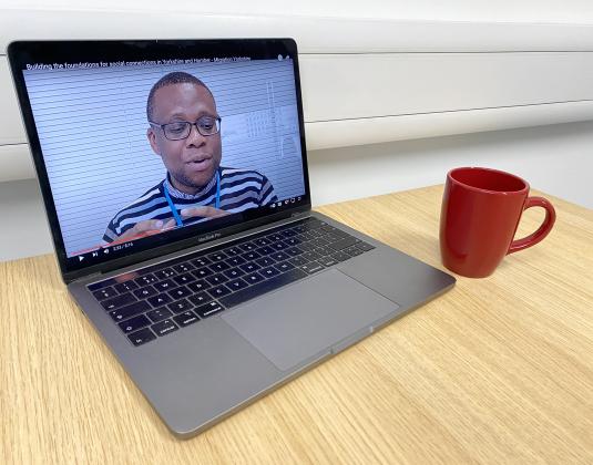 Laptop playing a video