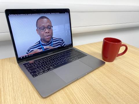 Laptop playing a video