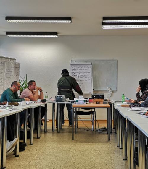 A group of people attending an training course