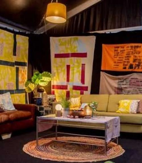 The sit with us installation by Mafwa Theatre in the Cinema Tent at the Yorkshire Integration Festival 2022