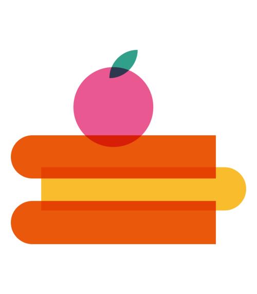 Pile of books with apple on top