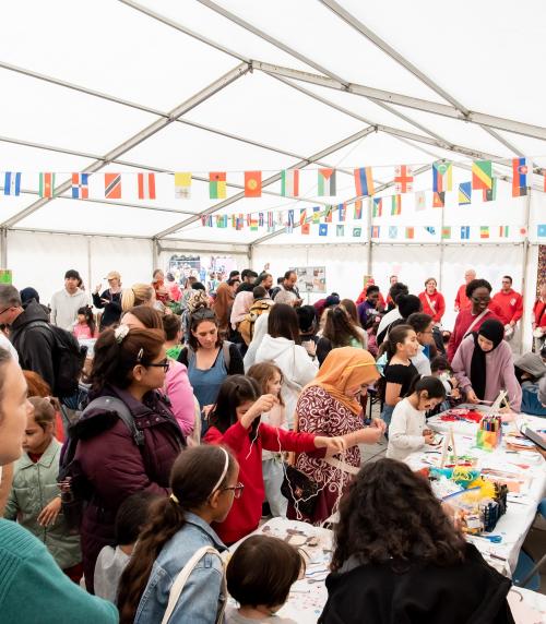 Activity in the kids tent at the Yorkshire Integration Festival 2022