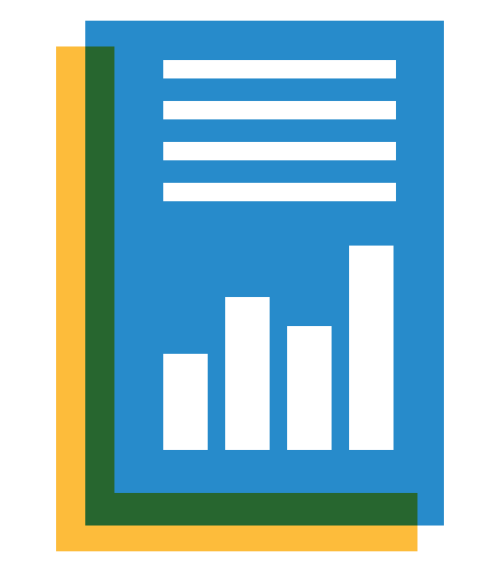 Written report with data icon
