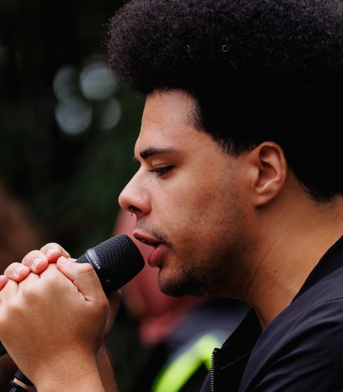 A performer on the Winter Garden stage