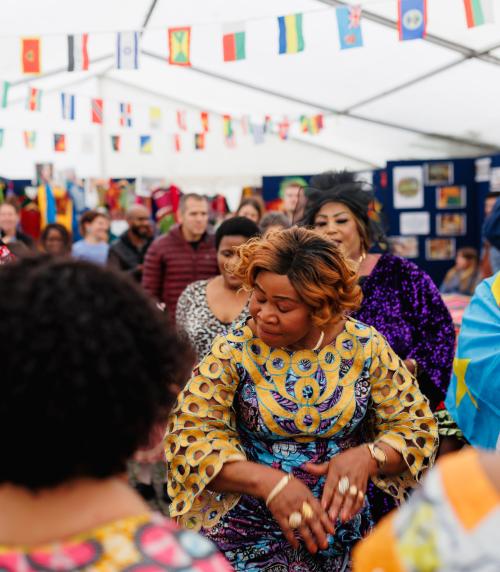 Global village tent at the Yorkshire Integration Festival 2023