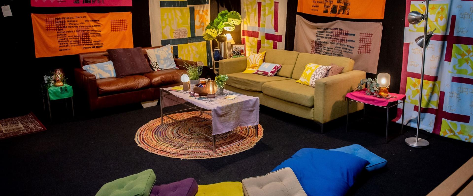 The sit with us installation by Mafwa Theatre in the Cinema Tent at the Yorkshire Integration Festival 2022