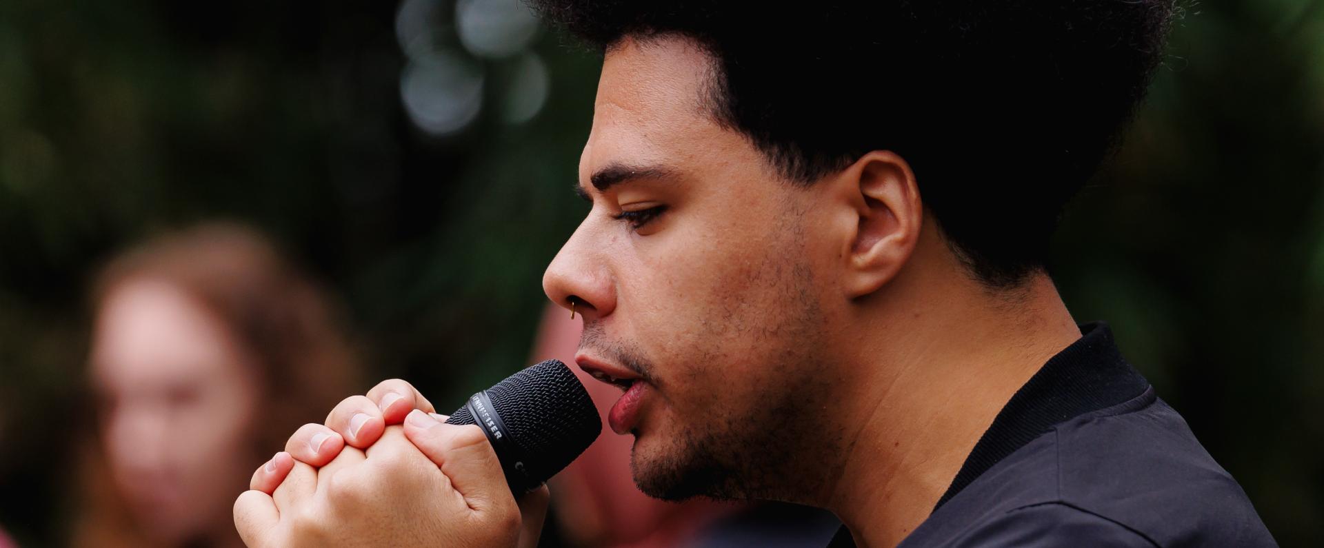 A performer on the Winter Garden stage